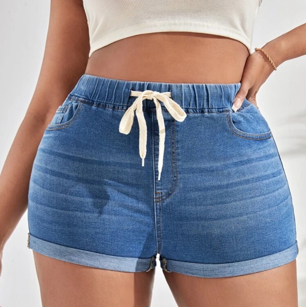 Just Be Denim Jean Shorts Blue Tie Front Sz S